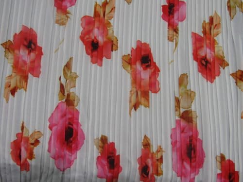 Polyester-Stoff, plissiert, bedruckt, Georgette-Stoff, 111,8 cm breit, Polyester von Puresilks