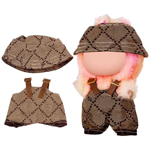 Puppenkleid & Outfit Set für Labobo Puppen,La Blind Box bubu,Puppenkleid,Puppenhüte,Puppenkleidung 18cm,17 cm,Puppenzubehör,Puppenkleidung, Sammler,Overalls,Mützen,GG Braun von Purhole