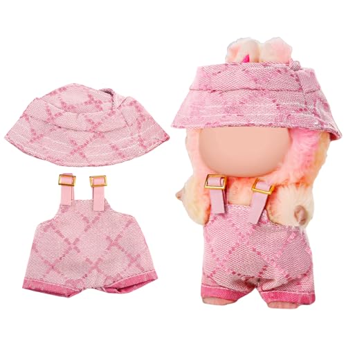Puppenkleid & Outfit Set für Labobo Puppen,La Blind Box bubu,Puppenkleid,Puppenhüte,Puppenkleidung 18cm,17 cm,Puppenzubehör,Puppenkleidung, Sammler,Overalls,Mützen,GG Rosa von Purhole