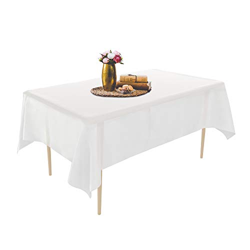 Puricon 6 Stück Einweg Tischdecke aus Kunststoff 137 x 274 cm, Premium Rechteckige Tischabdeckung Gartentischdecke für Gastronomie, Feste, Party, Hochzeiten oder Haushalt -Weiß von Puricon