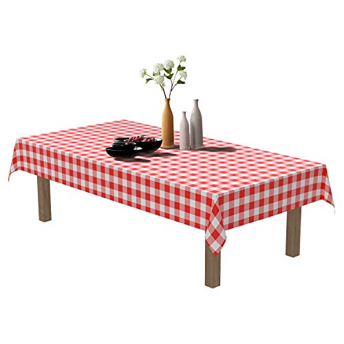 Puricon 6 Stück Einweg Tischdecke aus Kunststoff 137 x 274 cm, Premium Rechteckige Tischabdeckung Gartentischdecke für Gastronomie, Feste, Party, Hochzeiten oder Haushalt -Rotes Plaid Puricon 6 Stück Einweg Tischdecke aus Kunststoff 137 x 274 cm, Premium Rechteckige Tischabdeckung Gartentischdecke für Gastronomie, Feste, Party, Hochzeiten oder Haushalt -Rotes Plaid von Puricon