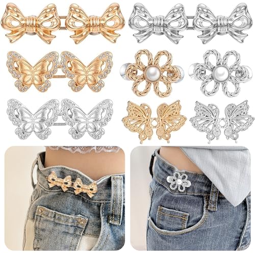 12er Hosenbund Enger Machen Jeansknöpfe ohne Nähen Metallknöpfe zum Verkleinern der Hose Gold und Silber Anpassbar für Alle Jeans von PurityPeak