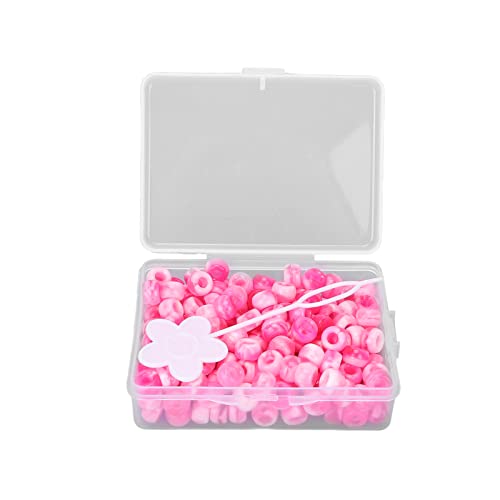 Kit de cuentas de pony Color Candy Joyas de brije Hacer cuentas de cuentas para artesanías de collar de brazaletes que hacen resina de plástico 8 mm 200 piezas (pink) von Purokise