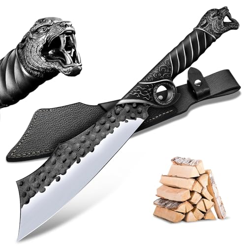 Purple Dragon Outdoor Messer Großes - 5mm Klingenrücken, Survival Messer aus Manganstahl, Full Tang Machete mit Scheide und Zinklegierungs-Griff, Ideal für Holz hacken, Geschenk für Männer, Schwarz Purple Dragon Outdoor Messer Großes - 5mm Klingenrücken, Survival Messer aus Manganstahl, Full Tang Machete mit Scheide und Zinklegierungs-Griff, Ideal für Holz hacken, Geschenk für Männer, Schwarz von Purple Dragon