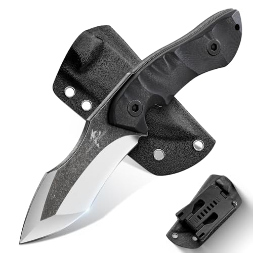 Purple Dragon Outdoor Messer Survival, Full Tang Jagdmesser mit G10 Griff, Feststehende Klinge aus D2 Stahl, Camping Messer Kydex Scheide,Geschenk für Männer von Purple Dragon