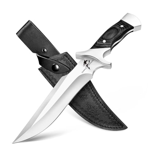 Purple Dragon Outdoor Messer Survival - mit Scheide, Jagdmesser Feststehende Klinge aus einem Stück 440C Stahl, Full Tang Tanto Messer mit Holzgriff für Camping, Geschenke für Männer, Schwarz Purple Dragon Outdoor Messer Survival - mit Scheide, Jagdmesser Feststehende Klinge aus einem Stück 440C Stahl, Full Tang Tanto Messer mit Holzgriff für Camping, Geschenke für Männer, Schwarz von Purple Dragon
