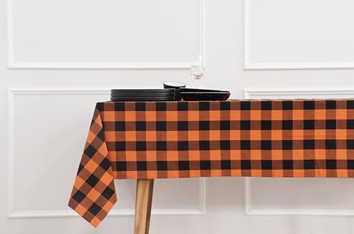 PurpleEssences Buffalo Plaid Tischdecke, wasserabweisend, abwischbar, waschbar, kariert, Tischdecke für Outdoor, Picknick, Esszimmer, Frühling, Sommer, Ostern, 132 x 132 cm, Orange und Schwarz PurpleEssences Buffalo Plaid Tischdecke, wasserabweisend, abwischbar, waschbar, kariert, Tischdecke für Outdoor, Picknick, Esszimmer, Frühling, Sommer, Ostern, 132 x 132 cm, Orange und Schwarz von PurpleEssences