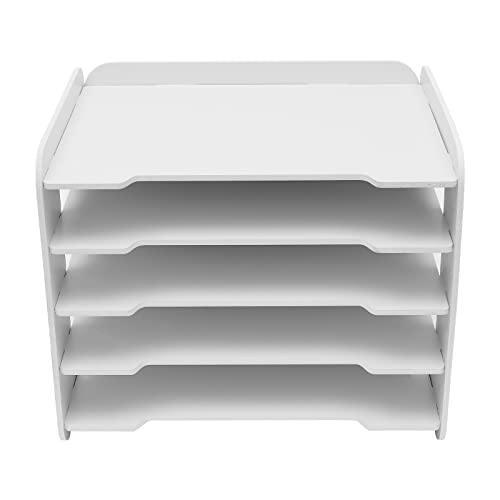 4 Fächer Schreibtisch Organizer, A4 Stapelbar Dokumentenhalter Aktenablage Zeitschriftenhalter Briefablage Büro-Schreibtisch-Papier-Organizer Weiß von PurpleMinder
