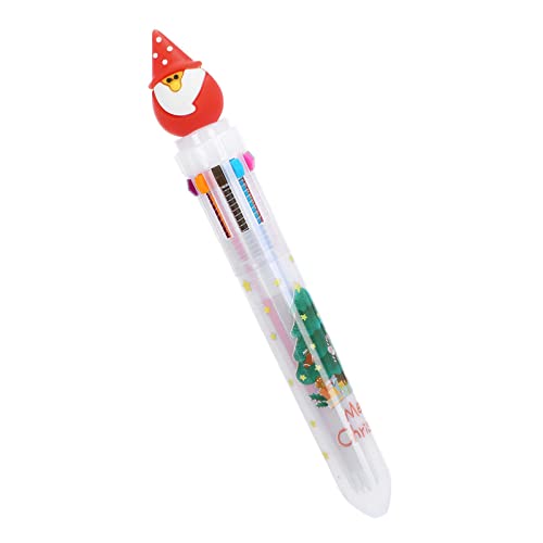 1 Stück 10 Farben Weihnachten Süße Karikatur Kugelschreiber Weihnachtsstifte Mehrfarbiger Einziehbarer Multicolor Druckstift Multifunktionsmarker für Studenten Geschenk Schreibwaren (A, One Size) von Pursuit-W