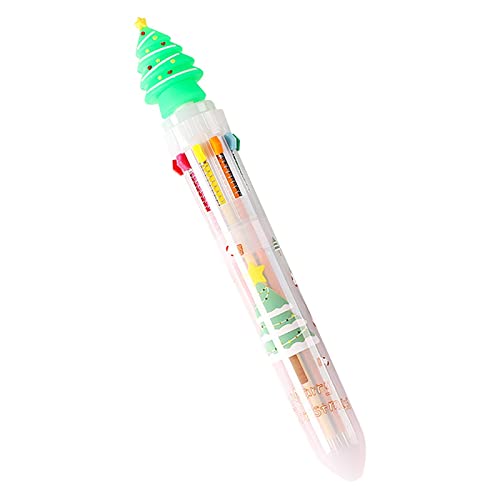 1 Stück 10 Farben Weihnachten Süße Karikatur Kugelschreiber Weihnachtsstifte Mehrfarbiger Einziehbarer Multicolor Druckstift Multifunktionsmarker für Studenten Geschenk Schreibwaren (B, One Size) von Pursuit-W