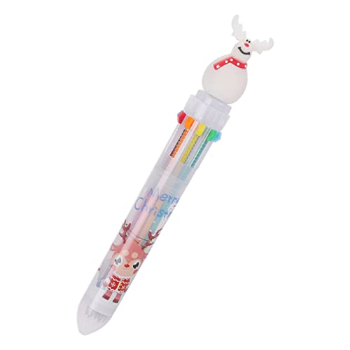 1 Stück 10 Farben Weihnachten Süße Karikatur Kugelschreiber Weihnachtsstifte Mehrfarbiger Einziehbarer Multicolor Druckstift Multifunktionsmarker für Studenten Geschenk Schreibwaren (C, One Size) von Pursuit-W