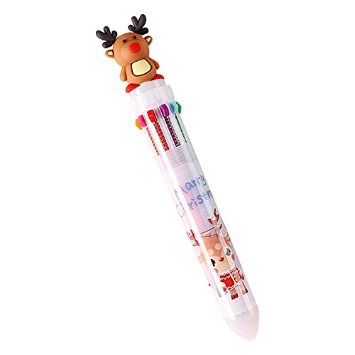 1 Stück 10 Farben Weihnachten Süße Karikatur Kugelschreiber Weihnachtsstifte Mehrfarbiger Einziehbarer Multicolor Druckstift Multifunktionsmarker für Studenten Geschenk Schreibwaren (D, One Size) von Pursuit-W