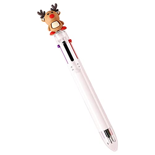 1 Stück 10 Farben Weihnachten Süße Karikatur Kugelschreiber Weihnachtsstifte Mehrfarbiger Einziehbarer Multicolor Druckstift Multifunktionsmarker für Studenten Geschenk Schreibwaren (H, One Size) von Pursuit-W