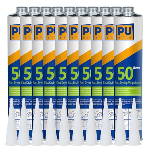 Renz50 Schnelltrocknender MS Polymer Kleber extra stark Karosseriekleber Montagekleber Baukleber Unterwasserkleber innen außen All Materials auto Hausgebrauch Vielseitig 310ml (Schwarz,10 Kartuschen) Renz50 Schnelltrocknender MS Polymer Kleber extra stark Karosseriekleber Montagekleber Baukleber Unterwasserkleber innen außen All Materials auto Hausgebrauch Vielseitig 310ml (Schwarz,10 Kartuschen) von Pustar