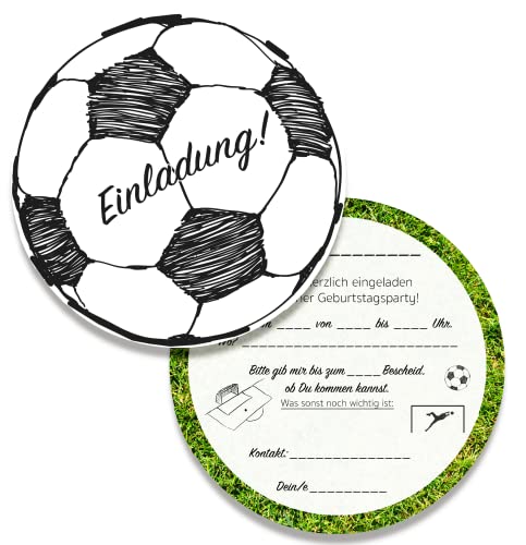 30 x Fussball Einladungskarten Kindergeburtstag Rund Fußball Einladung zum Kinder Geburtstag für Jungen und Mädchen (30 Stück) von Pusteblume Grusskarten