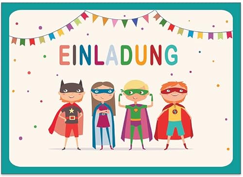 Pusteblume Grusskarten 20 Einladungskarten Kindergeburtstag: Superhelden Geburtstagseinladungen Einladungen Geburtstag Kinder Mädchen (20 Karten mit 20 passenden Umschlägen Briefumschlägen) von Pusteblume Grusskarten