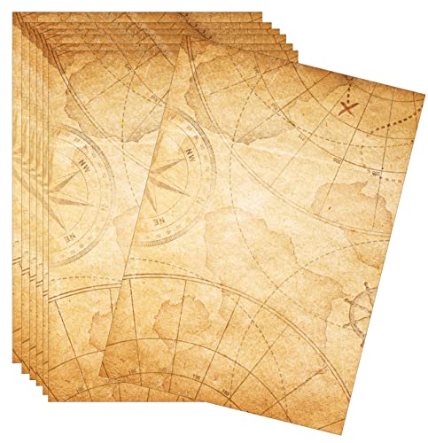 30 Blatt Landkartenpapier im Vintage-Stil - ideal für Einladungen, alte Briefe oder Piraten von Pusteblume Grusskarten