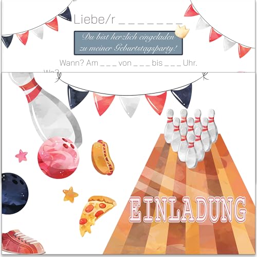 Einladungskarten Kindergeburtstag Bowling – 20 Stück A6 mit lustigem Bowling-Motiv – Aus recyceltem Karton Einladungskarten Kindergeburtstag Bowling – 20 Stück A6 mit lustigem Bowling-Motiv – Aus recyceltem Karton von Pusteblume Grusskarten