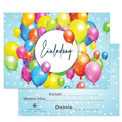 Pusteblume Grusskarten Einladungskarten Kindergeburtstag: 20 Luftballon Geburtstagseinladungen Einladungen Geburtstag Kinder Mädchen Jungen (Mit Umschlägen) von Pusteblume Grusskarten