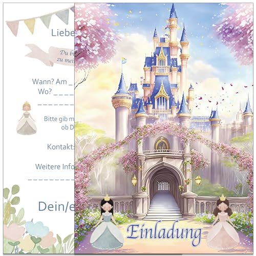 Pusteblume Grusskarten Einladungskarten Kindergeburtstag: 20 Prinzessinnen Geburtstagseinladungen Einladungen Geburtstag Kinder Mädchen (Mit Umschlägen) von Pusteblume Grusskarten