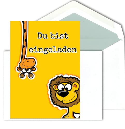 Set: 20 Einladungskarten Kindergeburtstag: Tiere Geburtstagseinladungen Einladungen Geburtstag Kinder Mädchen (20 Karten mit 20 passenden Umschlägen Briefumschlägen) von Pusteblume Grusskarten