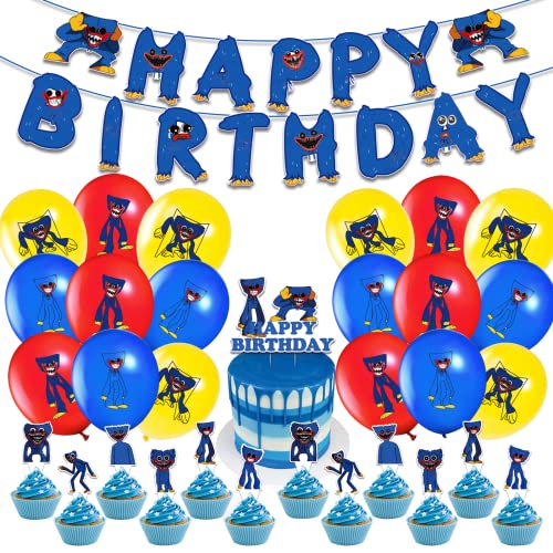 Horrorspiele Geburtstag Deko, 32 Stück Playtime Party Supplies Geburtstagsdeko Luftballons Banner Cake Topper für Kinder Geburtstag Thema Party Dekorationen von Pusuanzi