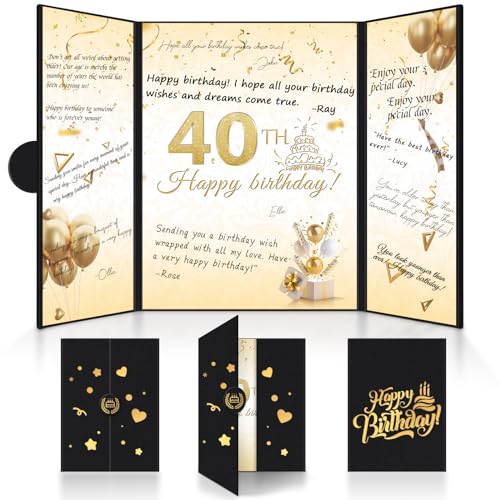Pusunas Geburtstagsdekorationen, Happy Birthday-Geschenke für Männer und Frauen, 45,7 x 30,5 cm, groß, kreatives Gästebuch, Unterschrift, Geburtstagskarte, schwarz-goldene Jubiläums-Party-Dekorationen Pusunas Geburtstagsdekorationen, Happy Birthday-Geschenke für Männer und Frauen, 45,7 x 30,5 cm, groß, kreatives Gästebuch, Unterschrift, Geburtstagskarte, schwarz-goldene Jubiläums-Party-Dekorationen von Pusunas