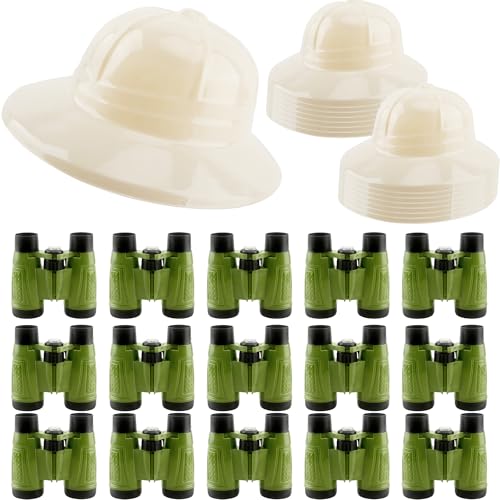 30 Stück Safari-Partygeschenke für Kinder, inklusive 15 Stück Kunststoff-Entdecker-Partyhüte und 15 Stück Safari-Fernglas, Spielzeug für Kinder, Vogelbeobachtung, Dschungel, Rollenspiel, Kostüm, 30 Stück Safari-Partygeschenke für Kinder, inklusive 15 Stück Kunststoff-Entdecker-Partyhüte und 15 Stück Safari-Fernglas, Spielzeug für Kinder, Vogelbeobachtung, Dschungel, Rollenspiel, Kostüm, von Puteraya