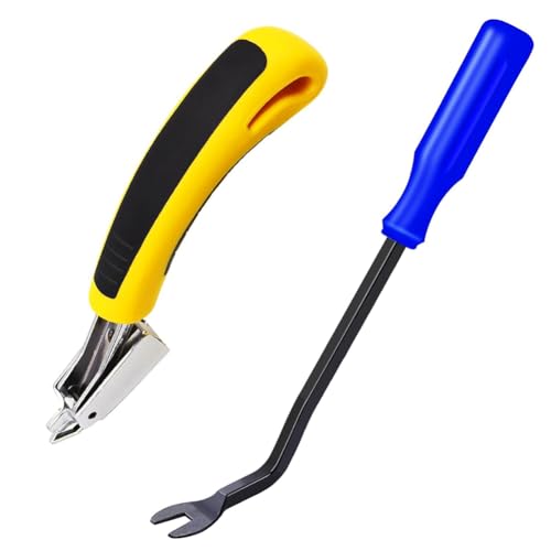 Puthernm Klammerentferner, Klammerentferner für Polsterstoffe und Konstruktion, Werkzeug zum Heben von Spitzen, robuster Teppichentferner, Gelb + Blau von Puthernm