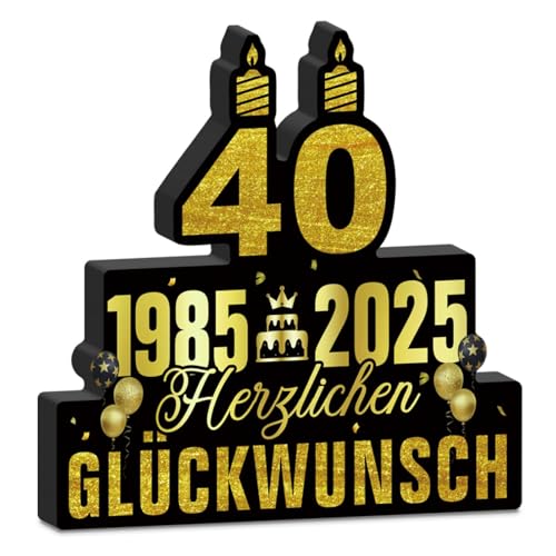 Putuo Decor 40 Geburtstag Tischaufsteller – 1985 bis 2025 – Schwarze & goldene PVC Deko mit Torte, Krone, Ballons und Herzlichen Glückwunsch Schrift Putuo Decor 40 Geburtstag Tischaufsteller – 1985 bis 2025 – Schwarze & goldene PVC Deko mit Torte, Krone, Ballons und Herzlichen Glückwunsch Schrift von Putuo Decor