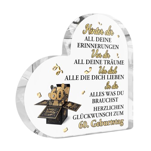 Putuo Decor 60. Geburtstag Acryl Herz Deko – Elegante Tischdekoration mit Spruch, Geschenk für Frauen & Männer Putuo Decor 60. Geburtstag Acryl Herz Deko – Elegante Tischdekoration mit Spruch, Geschenk für Frauen & Männer von Putuo Decor