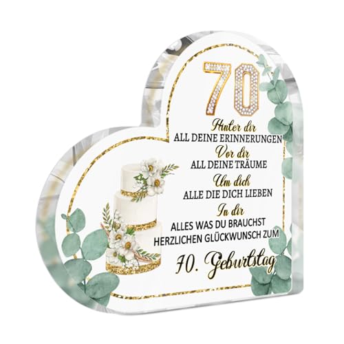 Putuo Decor 70. Geburtstag Acryl Herz Dekoration – Goldene Tischdekoration mit Blumenmotiv, Geburtstagsgeschenk für Frauen & Männer Putuo Decor 70. Geburtstag Acryl Herz Dekoration – Goldene Tischdekoration mit Blumenmotiv, Geburtstagsgeschenk für Frauen & Männer von Putuo Decor