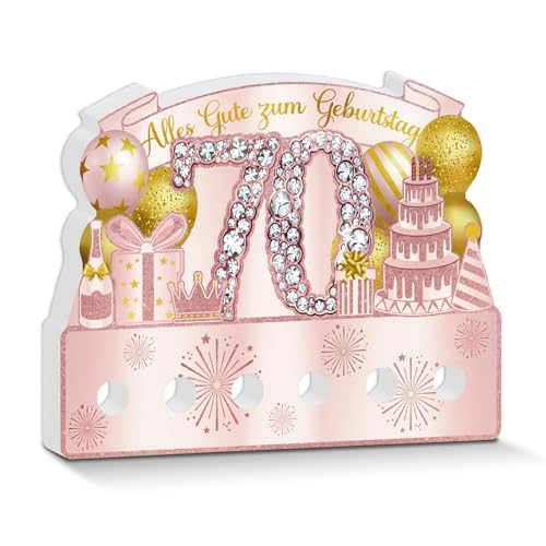 Putuo Decor Geburtstag Tischdeko Pink Gold mit Geldfach – Alles Gute zum Geburtstag Party Dekoration 70 Jahre Jubiläum für Frauen Mädchen von Putuo Decor