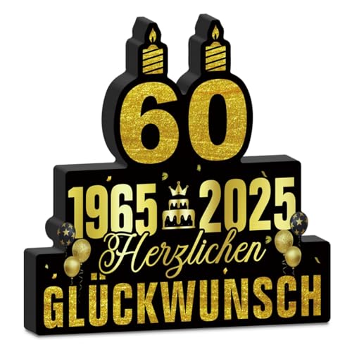 Putuo Decor Geburtstag Tischdeko Schwarz Gold – Herzlichen Glückwunsch Party Dekoration 60 Jahre Jubiläum für Männer Frauen von Putuo Decor
