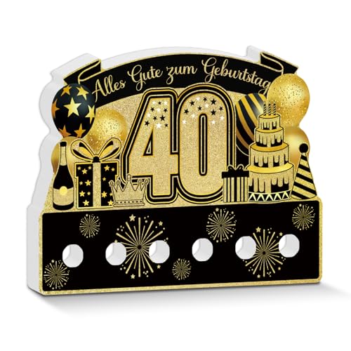 Putuo Decor Geburtstag Tischdeko Schwarz Gold mit Geldfach – Alles Gute zum Geburtstag Party Dekoration 40 Jahre Jubiläum für Männer Frauen von Putuo Decor