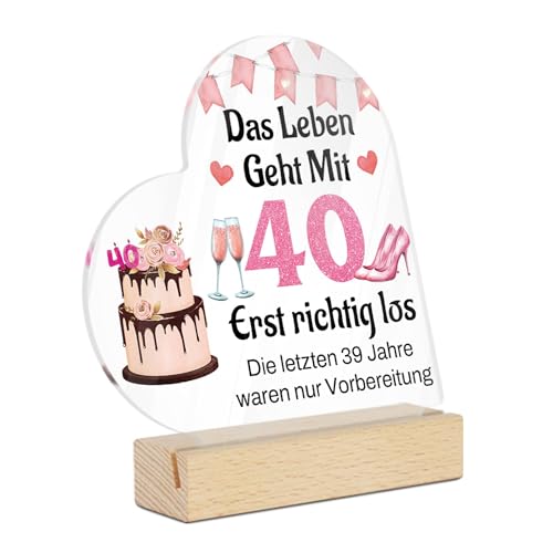 Putuo Decor Herzförmige Acryl Deko mit Holzsockel – Emotionaler Spruch zum 40. Geburtstag, Geschenk für Frauen, Tischdekoration für Jubiläum & Feier Putuo Decor Herzförmige Acryl Deko mit Holzsockel – Emotionaler Spruch zum 40. Geburtstag, Geschenk für Frauen, Tischdekoration für Jubiläum & Feier von Putuo Decor
