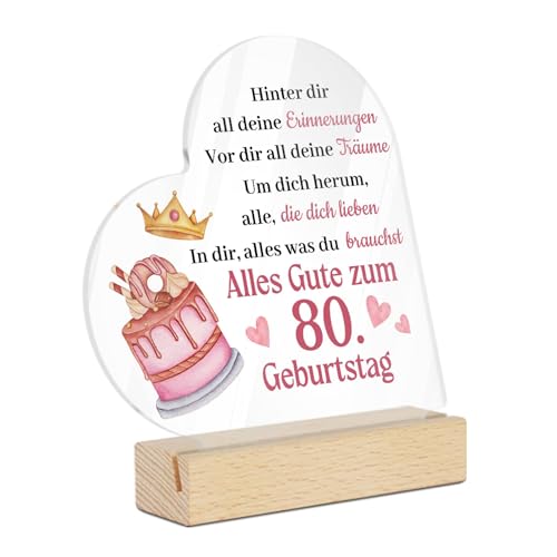 Putuo Decor Herzförmige Acryl Tischdeko - 80. Geburtstag Spruch, Geschenk für Senioren, Jubiläums Tischdekoration mit Holzsockel für Geburtstagsfeier Putuo Decor Herzförmige Acryl Tischdeko - 80. Geburtstag Spruch, Geschenk für Senioren, Jubiläums Tischdekoration mit Holzsockel für Geburtstagsfeier von Putuo Decor