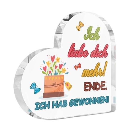 Putuo Decor Lustiges Ich Liebe Dich Acryl Herz Deko – Humorvolle Tischdekoration mit Spruch, Geschenk für Partner von Putuo Decor