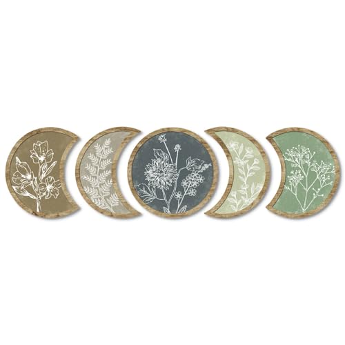 Putuo Decor Moon Phase Botanical Wall Art Set of 5, Crescent Wood Floral Panels for Bedroom Nursery Meditation Room Putuo Decor Moon Phase Botanical Wall Art Set of 5, Crescent Wood Floral Panels for Bedroom Nursery Meditation Room von Putuo Decor