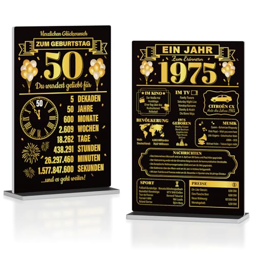 Putuo Decor Schwarz-Gold Tischaufsteller 50 Geburtstag & Jahr 1975 – 2er Set Retro Jubiläumsdeko für Party Tisch Feier Putuo Decor Schwarz-Gold Tischaufsteller 50 Geburtstag & Jahr 1975 – 2er Set Retro Jubiläumsdeko für Party Tisch Feier von Putuo Decor