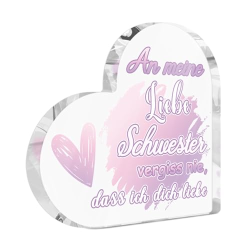 Putuo Decor Schwester Acryl Herz Deko – Liebevolle Tischdekoration mit Spruch, Geschenk für Schwester Putuo Decor Schwester Acryl Herz Deko – Liebevolle Tischdekoration mit Spruch, Geschenk für Schwester von Putuo Decor