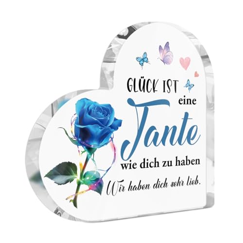 Putuo Decor Tante Acryl Herz Deko – Wertschätzende Tischdekoration mit Spruch, Geschenk für Tante von Putuo Decor