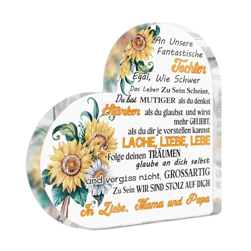 Putuo Decor Tochter Geschenk Acrylschild mit Holzfuß, Sonnenblumen Design, Inspirierender Spruch, Muttertagsgeschenk Geburtstag Dekoration für Wohnzimmer Schlafzimmer Büro, Familiäre Zuneigung Putuo Decor Tochter Geschenk Acrylschild mit Holzfuß, Sonnenblumen Design, Inspirierender Spruch, Muttertagsgeschenk Geburtstag Dekoration für Wohnzimmer Schlafzimmer Büro, Familiäre Zuneigung von Putuo Decor
