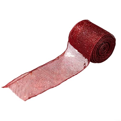 Puupaa Bastelbandrolle für Weihnachtsverpackungen und Schleifendekoration, aus Stoff und Drahtgewebe für festliche Zwecke (rot) von Puupaa