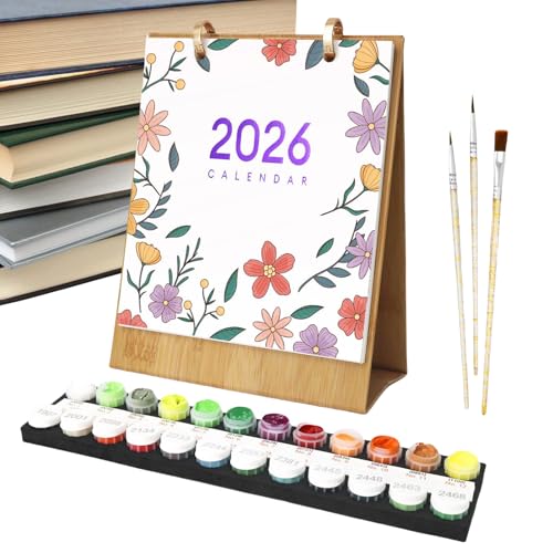 2026 DI Y Digitales Ölgemälde Tischkalender Kit, Schreibtischkalender 2026, Familie Wandkalender, Malkalender Set mit Pinseln und Acrylfarbe, Desktop-Dekoration für Wohnzimmer, Zuhause 2026 DI Y Digitales Ölgemälde Tischkalender Kit, Schreibtischkalender 2026, Familie Wandkalender, Malkalender Set mit Pinseln und Acrylfarbe, Desktop-Dekoration für Wohnzimmer, Zuhause von Puwaiio