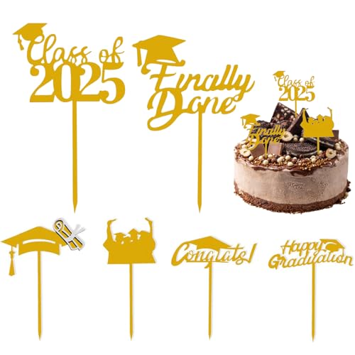 Puwaiio Abschluss Cupcake Toppers | Set Von Sechs Mittelstück Stäben - Bruchsicher Und Für Party Verschönerung von Puwaiio