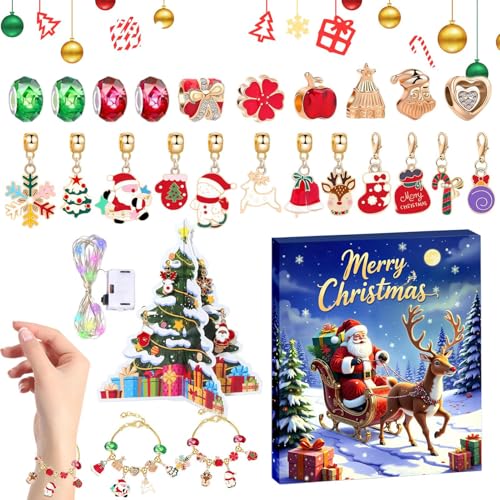 Puwaiio Charm Armband Kalender Adventszeit - Weihnachts Countdown Kalender Anhänger - 24 Tage Countdown Schmuck Handgefertigt Puwaiio Charm Armband Kalender Adventszeit - Weihnachts Countdown Kalender Anhänger - 24 Tage Countdown Schmuck Handgefertigt von Puwaiio