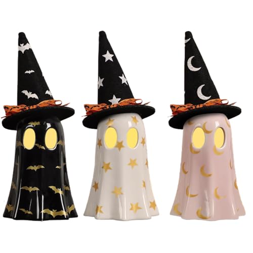 Puwaiio Figuren Für Schreibtisch | Gruseliger Halloween Schmuck | Resin Deko Mit Hexenhut Für Tisch Kamin Innenbereich von Puwaiio