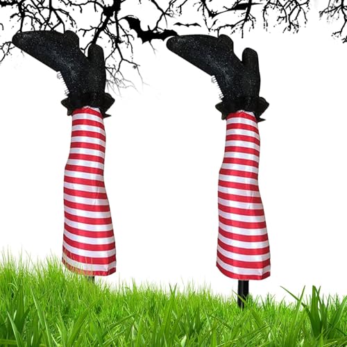 Puwaiio Halloween Hexenbeine Gartenstäbe, Lustige Kopfüber Hexenbeine Stecker, Spannende Dekoration Für Vorgarten Terrasse Balkon Rasen Und Einfahrt von Puwaiio