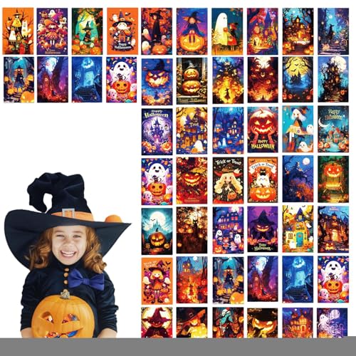Puwaiio Halloween-Postkarten,Vintage Halloween-Postkarten | 50X gruselige Illustrationskarten,10,2 x 15,2 cm große, sortierte Kürbis-Skelett-Geisterburg-Grußkarten-Notizkarten-Set für Puwaiio Halloween-Postkarten,Vintage Halloween-Postkarten | 50X gruselige Illustrationskarten,10,2 x 15,2 cm große, sortierte Kürbis-Skelett-Geisterburg-Grußkarten-Notizkarten-Set für von Puwaiio